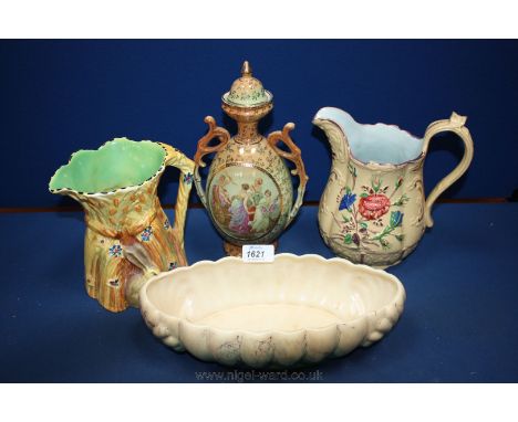 A quantity of china including Royal Warwick lidded Urn decorated with a cherub in a chariot drawn by three damsels and roses 