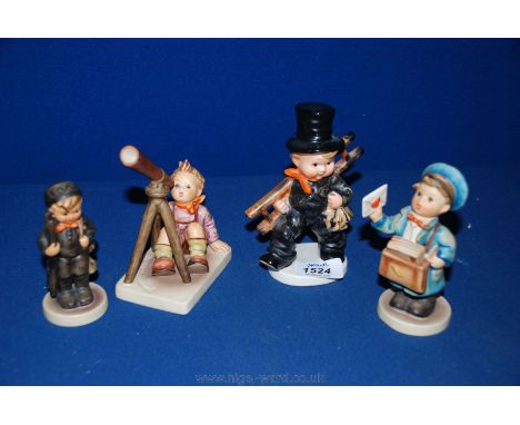 Four Goebel ''Hummel'' figures including 'Star Gazer', large Chimney Sweep (base damaged), small Chimney Sweep and 'Post Boy'