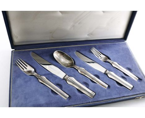 A POST WAR DANISH PLACE SETTING OF AGAVE (ELSINORE) FLATWARE &amp; CUTLERY TO INCLUDE:- A table knife and fork, a table spoon