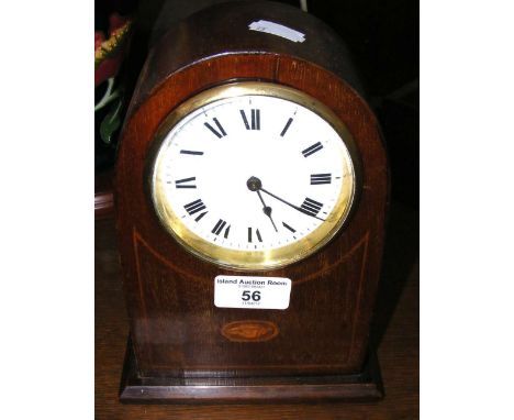Edwardian inlaid mahogany cased mantel clock timepiece