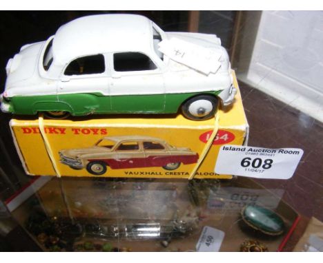 A boxed Dinky Toys No.164 Vauxhall Saloon in green and grey