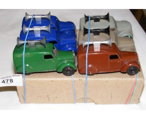 Dinky Toys 34C - a wholesale Trade Box of 6 Loud Speaker Vans in various colours - brown versions are very rare