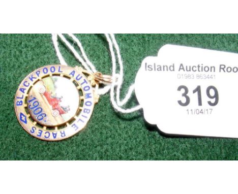 A 9ct gold medallion commemorating Blackpool Automobile Races - 1906