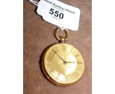 An 18ct gold pocket watch with engine turned case