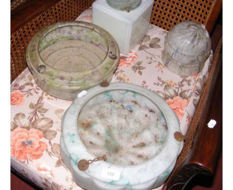 Four assorted vintage glass light shades