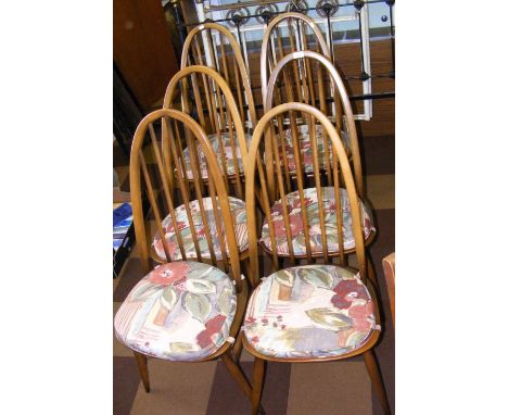 Six Ercol stickback chairs