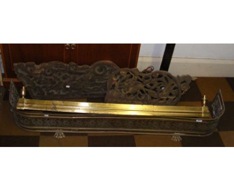 Pierced brass fire fender, Chinese standard lamp, etc