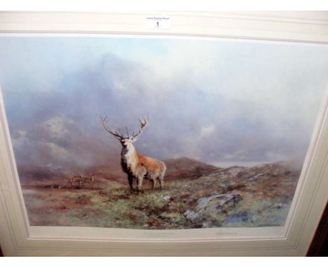 AFTER DAVID SHEPHERD - 48cm x 60cm - Limited Edition coloured print "The Prince of Rannoch Moor" - signed in pencil by the Ar