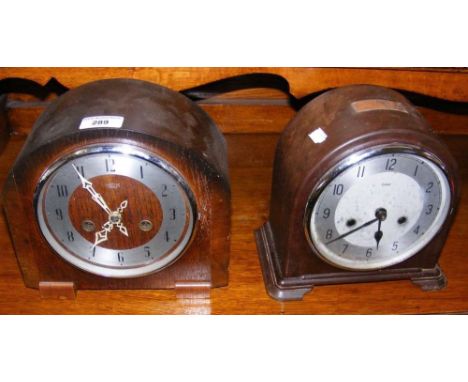 Classic Bakelite mantel clock by Enfield, together with one other
