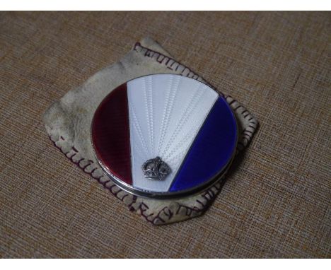 Edward VIII silver and enamel compact, H. Clifford Davis, Birmingham 1936, enamelled in red white and blue and mounted with a
