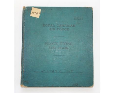 Royal Canadian Air Force. Pilot's Flying Log Book. Record of 1452618 Flight Sergeant R. Newsom. Beginning with the first  ent