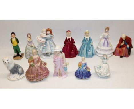 Collection of Royal Worcester figures incl. Old English Puppy, Fred Doughty Fortune Teller, NSPCC limited edition, etc., max.