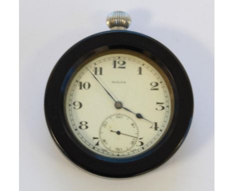 Rolex military cockpit pocket watch. Ivory enamel arabic dial, subsidiary seconds, nickel case, manual wind, movement Cal. 54