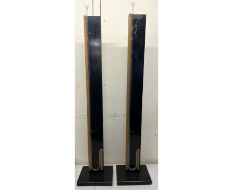 Pair of Griffin and Tatlock scientific instruments, glass measuring tubes on ebonised stands, H112cm (2)