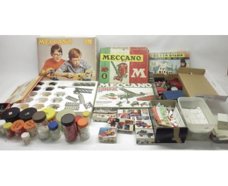 Collection of construction toys, four Meccano sets incl, combat construction set, No. 6 crane set, quantity of other loose Me