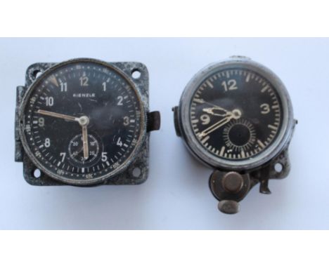 WWII Luftwaffe 8 Day cockpit clock by Kienzle, fitted to Heinkel HE-111. Luminous hands and numbers. Subsidiary second dial. 