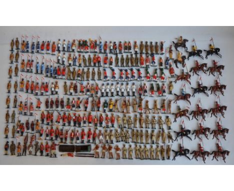 Collection of metal soldier figures, mostly British Indian Army to include W. Britain's, mostly repainted (competently), many