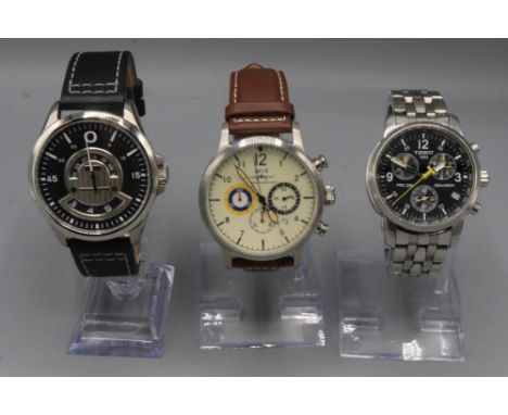 Tissot PRC 200 stainless steel quartz chronograph wristwatch with date, signed black dial, three subsidiary dials, chronograp