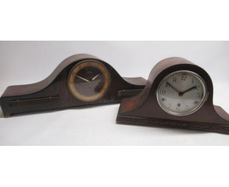 Franz Hermle &amp; Sons - Frama mahogany mantle clock, 6 1/2" dial with applied Arabic chapter ring, signed three train Westm