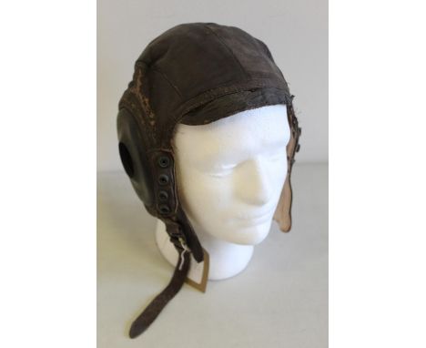 U.S. Army Airforce A-11 leather flying helmet stamped Major S. E. Cleveland