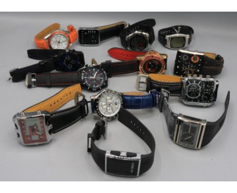 Police stainless steel quartz chronograph wristwatch, signed dial, signed screw on case back, D50.2mm; other wristwatches Gra