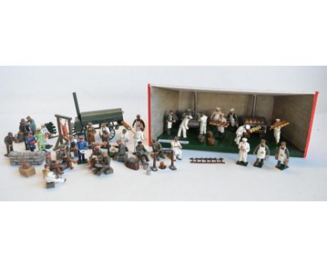 Collection of very well home painted metal soldiers (from 1897) depicting German Army early World War I to include a field ki