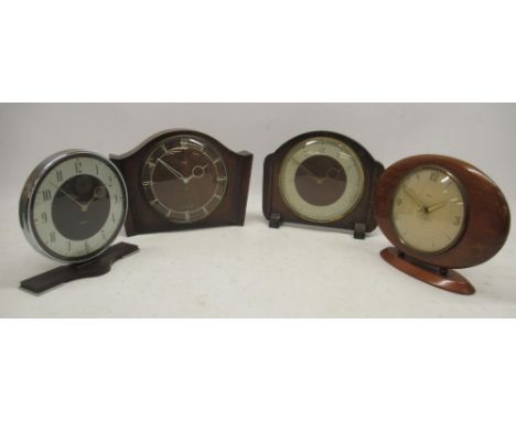 Smiths Art Deco 8 day chrome and Bakelite timepiece, 5 3/4" signed dial, applied silvered Arabic chapter ring, H18cm and thre