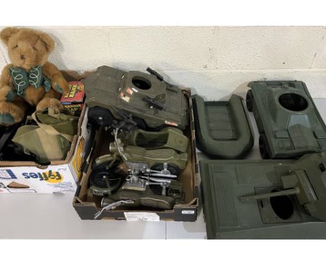 Collection of Cherilea military vehicles for Action Man and similar figures, soft toys incl. a Harrod's teddy bear, vintage t