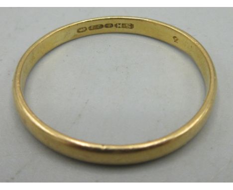 22ct yellow gold ring band, stamped 22, size X, 3g