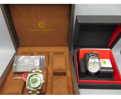 Scuderia Ferrari stainless steel quartz chronograph wristwatch with date, signed silvered dial, three subsidiary dials, chron