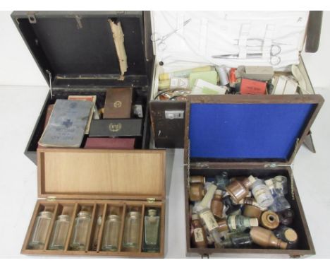 Collection of vintage medical cases, tools and medicine boxes/bottles and other paraphernalia (5)