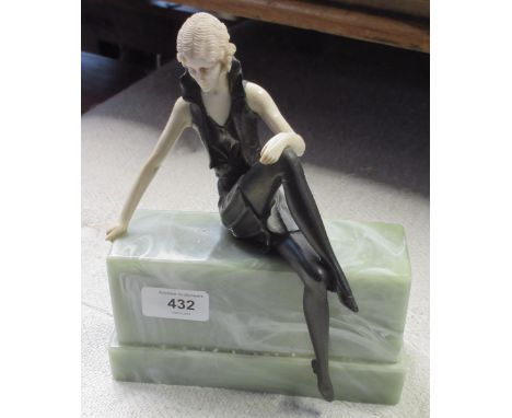 Art Deco style model of a seated lady, after Dimitri Chiparus, on a stepped base, H41cm.