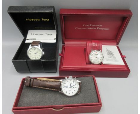 Poljot International CCCP Special Edition stainless steel wristwatch with date, signed silvered dial, centre seconds, engrave