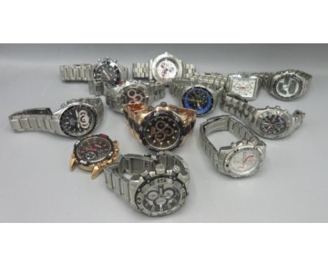 Festina Chrono Bike stainless steel quartz chronograph wristwatch with date, signed dial, three subsidiary dials, chronograph