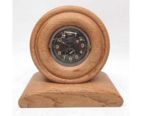 Junghans WWII German Luftwaffe 8 day plated cockpit clock, signed black Arabic dial, subsidiary seconds, no. FL. 22600, in oa