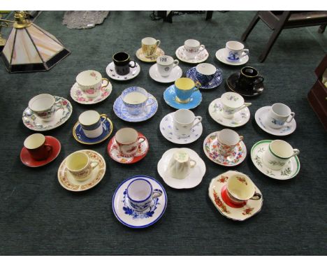 Collection of antique cups & saucers to include Wileman & Co (pre Shelley)