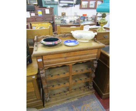 Pine wine cabinet with drawer