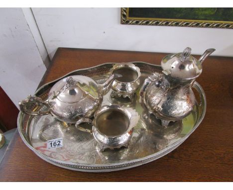 Silver plated tray & 4 piece tea service