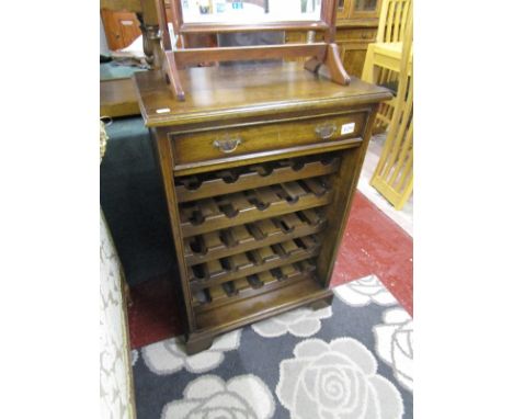 Oak wine cabinet with drawer