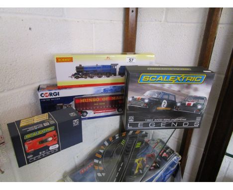 New Hornby engine (R3410), 2 L/E boxed Scalextric sets & boxed Corgi lorry 