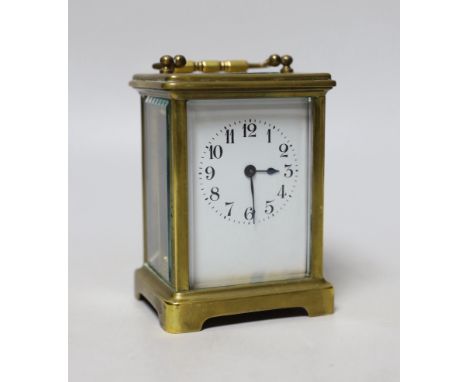A brass carriage clock, 11cm high