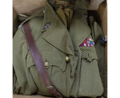 An RAF 'combined operations' khaki jacket, trousers, cap and beret, a Royal Artillery Grenadier's officer's jacket and trouse