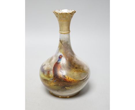A Royal Worcester painted porcelain ‘pheasant’ vase, model number 702, signed 702