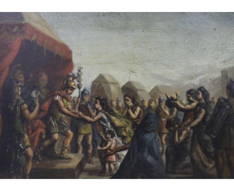 After Pierre Narcisse Guérin (1774-1833), oil on panel, 'Coriolanus and his family', 22 x 31cm