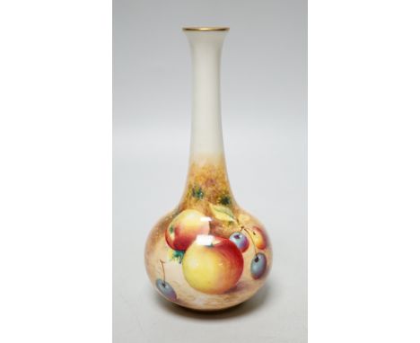 A Royal Worcester amphora shaped vase painted with fruit by Roberts, signed, black mark, shape 2491