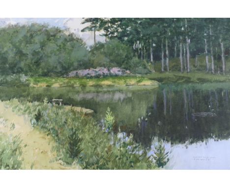 Norman Wilkinson (1878-1971), watercolour, 'Two Lakes', signed, 35 x 53cm