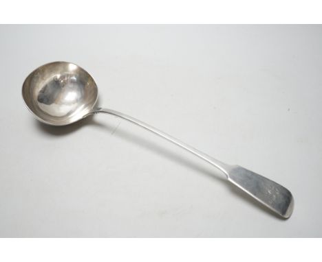 A William IV silver fiddle pattern soup ladle, William Eaton, London, 1831, 33.5cm, 6.7oz.