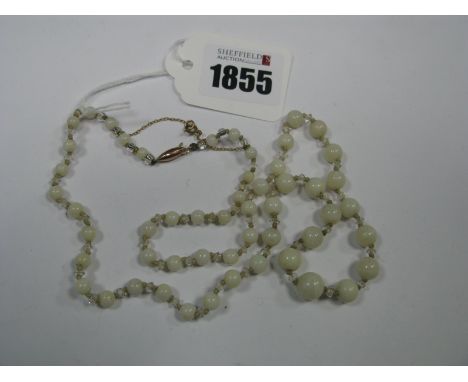 A Single Strand Graduated Opal Bead Necklace, with bead spacers.