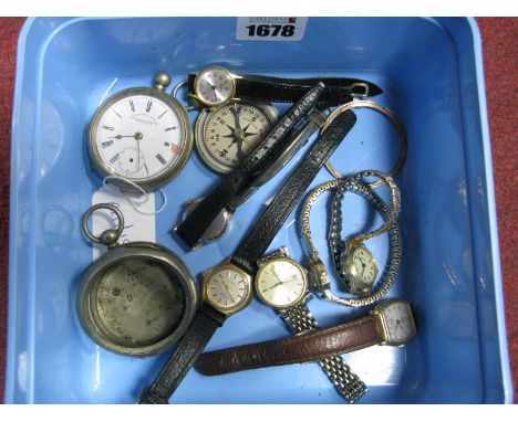 An Openwork Pocketwatch, (damages) pocket compass, assorted ladies wristwatches etc.