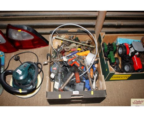 A box of hand tools and spanners, sold as seen